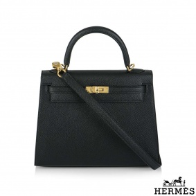 Herms  Kelly II Sellier 25cm Epsom Noir GHW